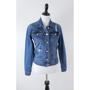 Refuge Jean Denim Jacket Rose Gold Buttons
